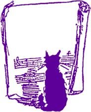 Image of cat reading music